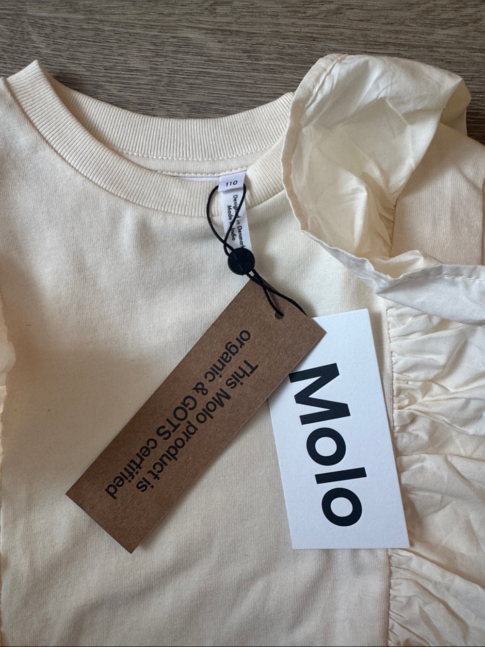 Molo Rith Buttercream Ruffle-Trim Long Sleeve Top - Picture 2 of 3